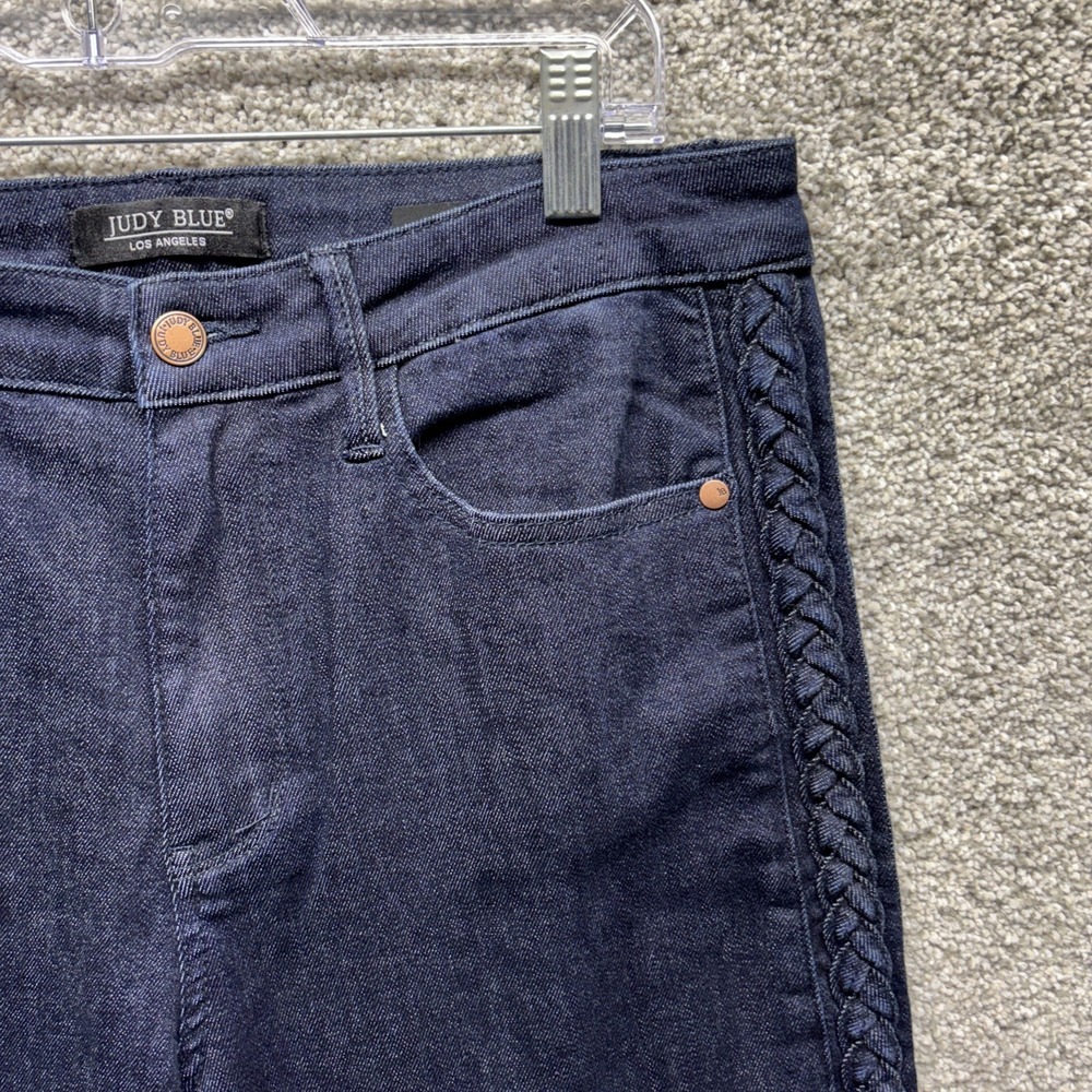 Judy Blue Wide Leg Denim Jeans‎ Women's 11/30x25 Cropped Blue Braided Sides NWOT - Picture 5 of 14
